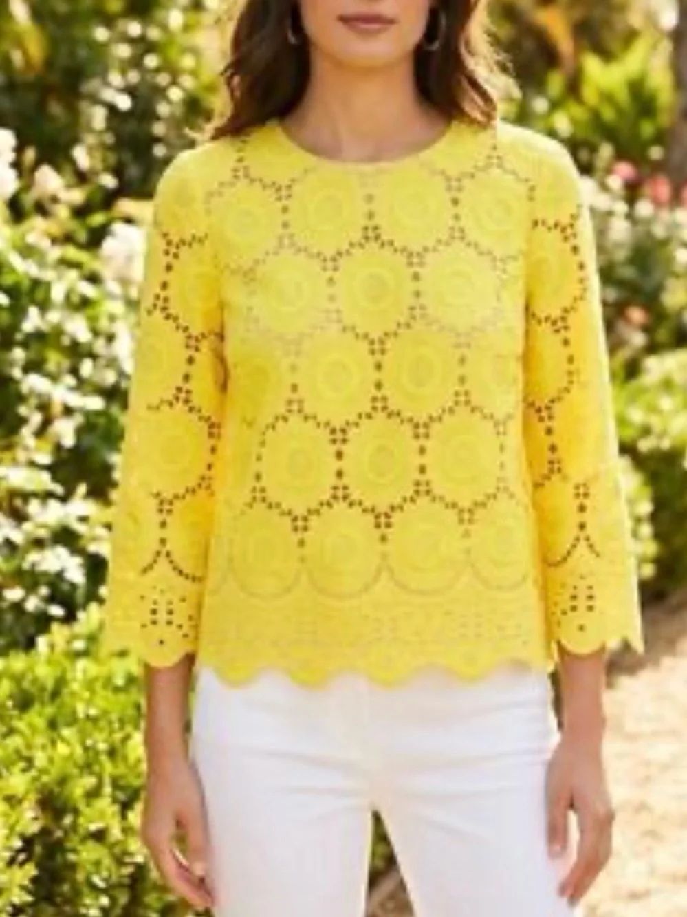 Lilly Pulitzer Yellow Eyelet Top, L